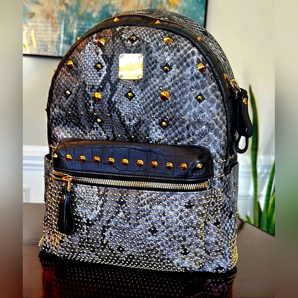 MCM RARE Genuine Python Backpack Size Medium Brand New Very RARE - Picture 1 of 8